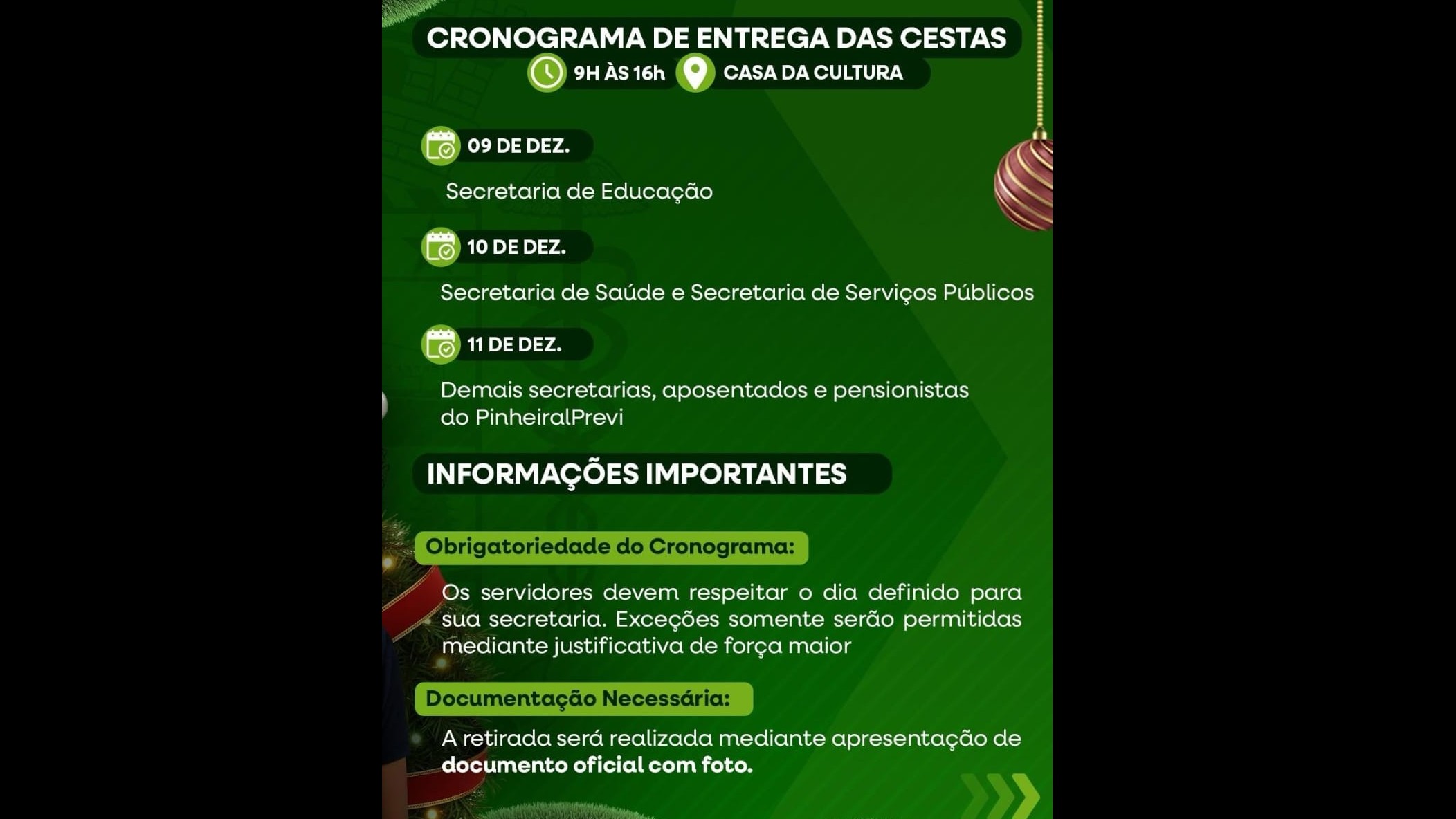 Entrega da Cesta de Natal – PinheiralPrevi